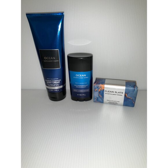Bath & Body Works NEW OCEAN Set Body Cream - Deodorant Clean Slate Soap - Picture 2 of 2